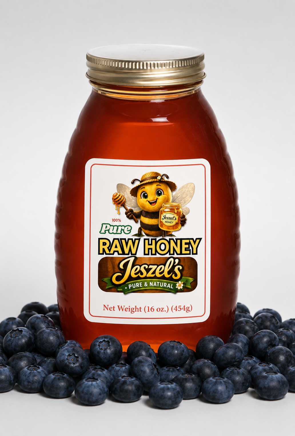 Pure Blueberry Honey – 16 oz (Non-GMO, All Natural)