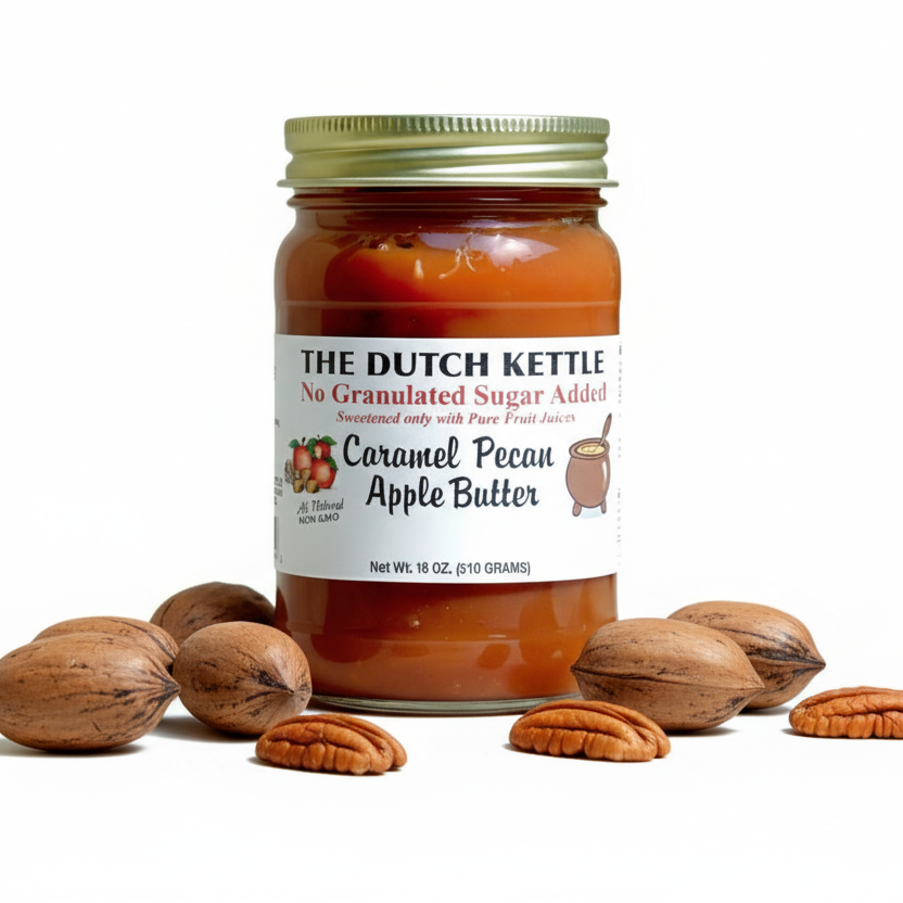 No Sugar Added Caramel Pecan Apple Butter – 16 oz (All Natural, Small Batch Spread)