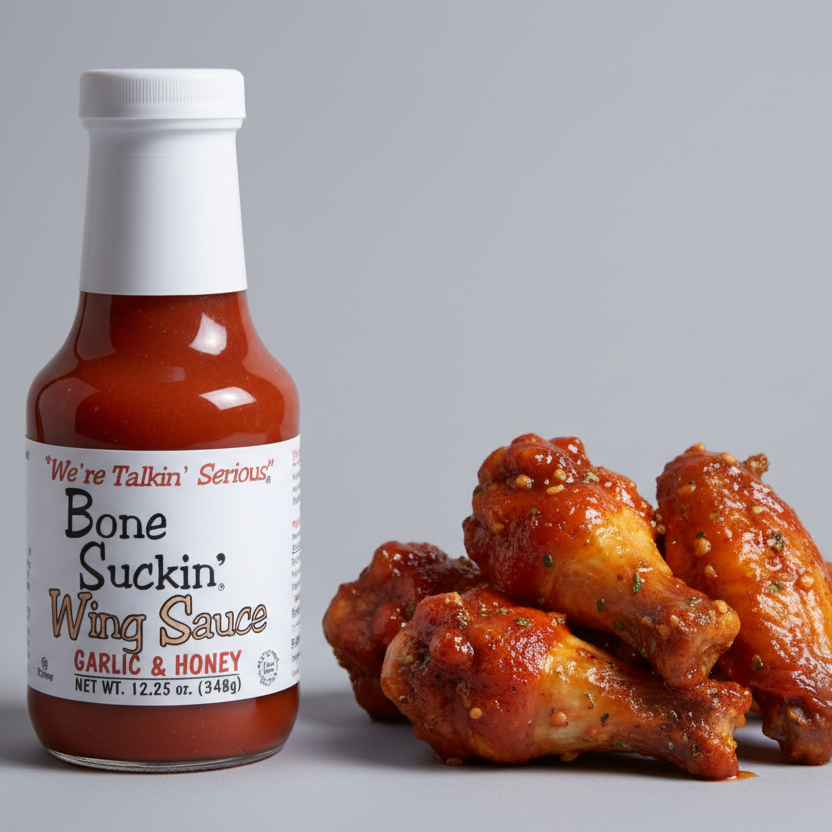 Bone Suckin’ Garlic & Honey Wing Sauce – Sweet & Savory Flavor 12.25 OZ