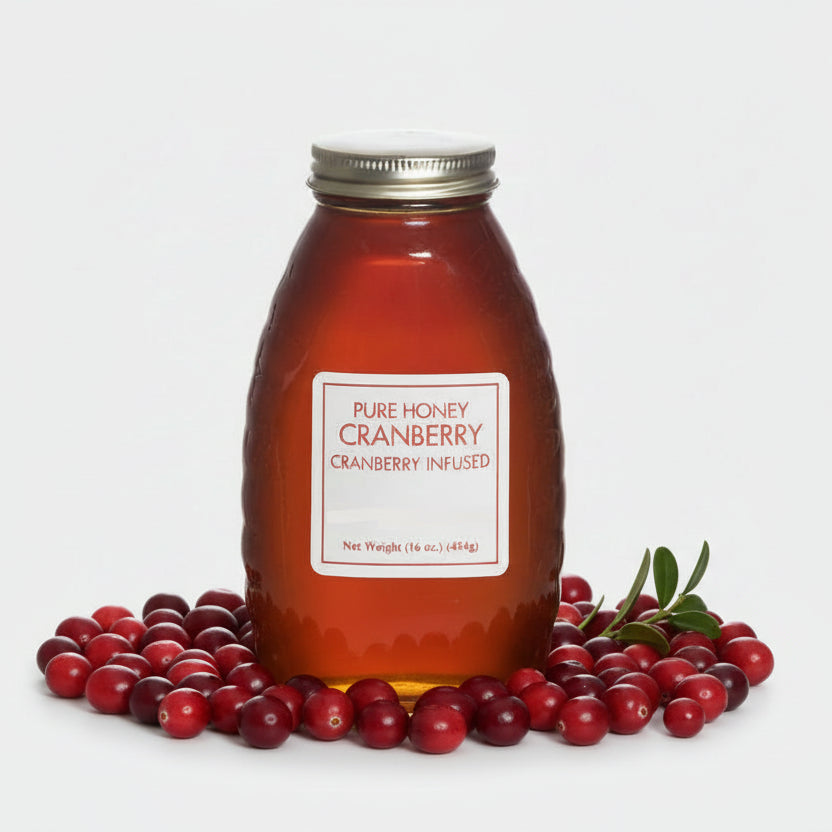 Pure Cranberry Honey – 16 oz (Non-GMO, All Natural)