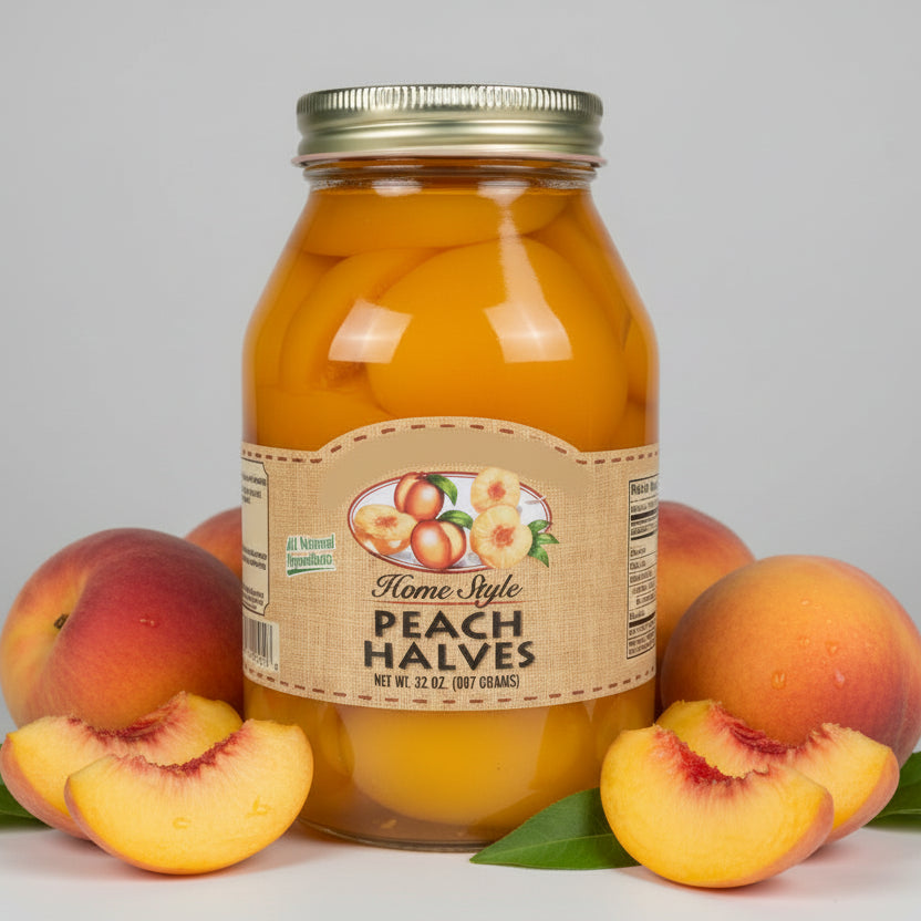 Peach Halves Home Style All Natural Amish | 32 OZ Jar