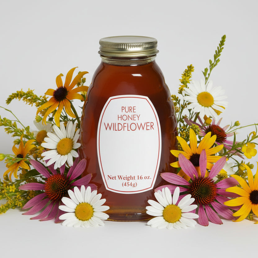 Pure Wildflower Honey – 16 oz (Non-GMO, All Natural)